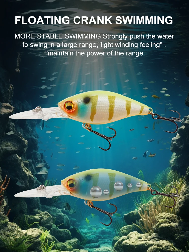 Lucky Prince PLUS Wobbler flotante 52-72mm para Lucio – Buceo 1,2m - imagen 4