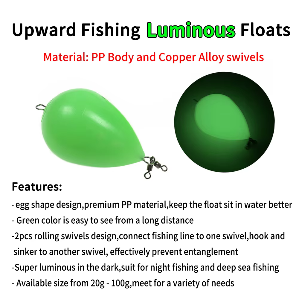 Elllv Flotador Luminoso Verde – Bobber larga distancia pesca nocturna - imagen 5