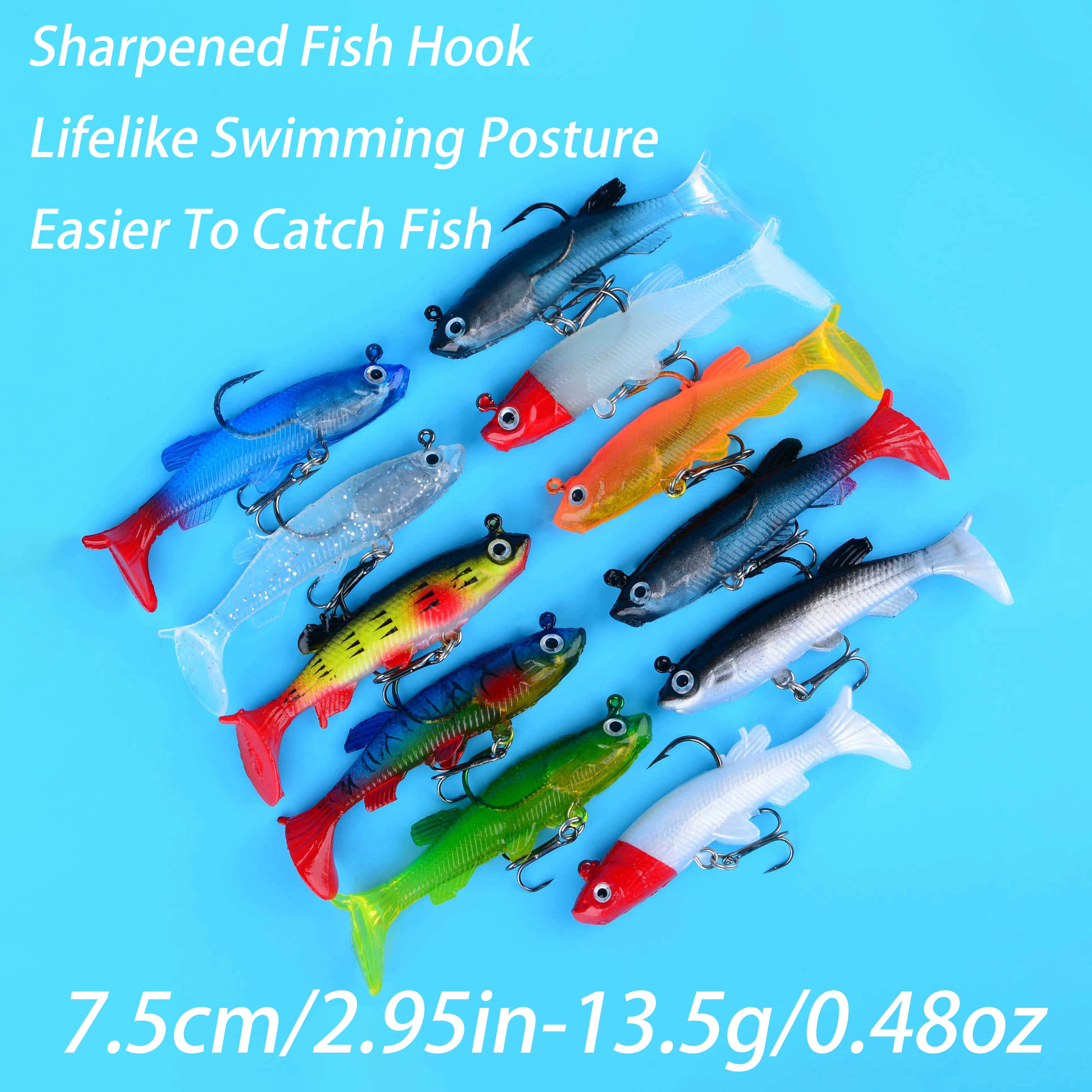 Juego completo de señuelos blandos para pesca de depredadores