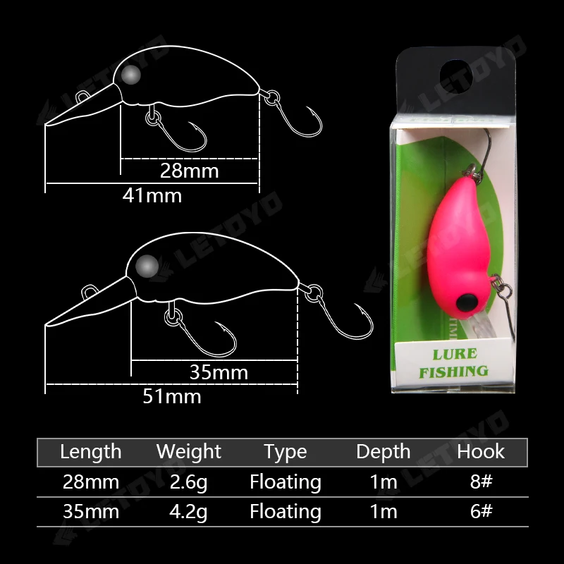 LETOYO Señuelo para Trucha – Mini Crankbait Área Lubina - imagen 3