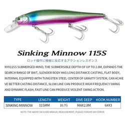 NUNATAK Señuelo Minnow lápiz hundimiento ruidoso lucio largo alcance