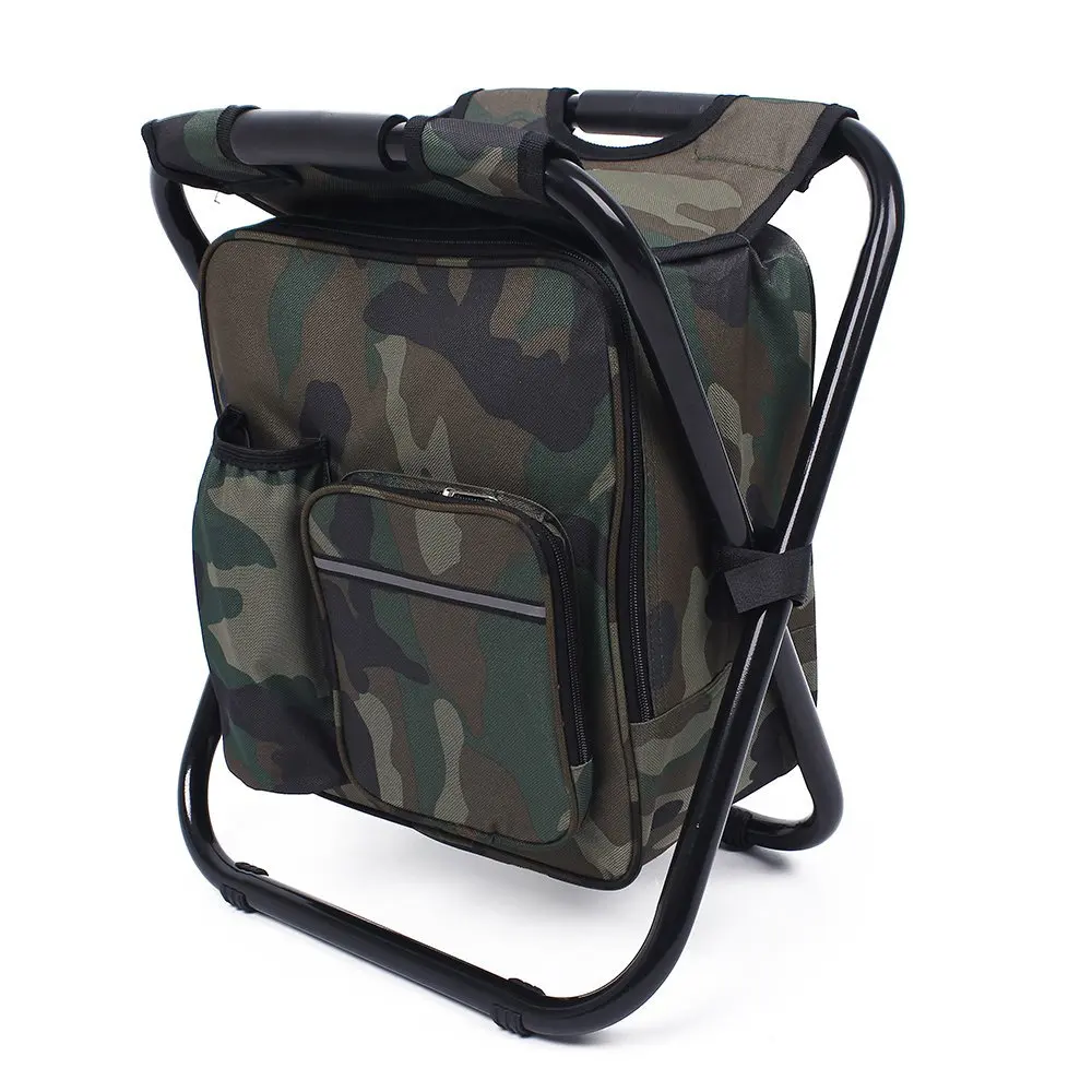 Silla plegable tipo mochila con nevera integrada para camping