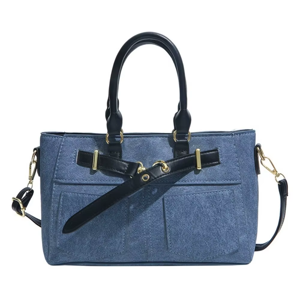 Bolso bandolera vaquero lavado de gran capacidad con hebilla - imagen 3