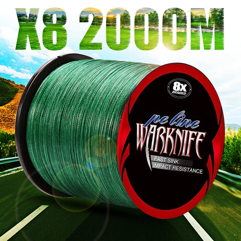 Línea trenzada 8X PE Warknife para pesca de spinning