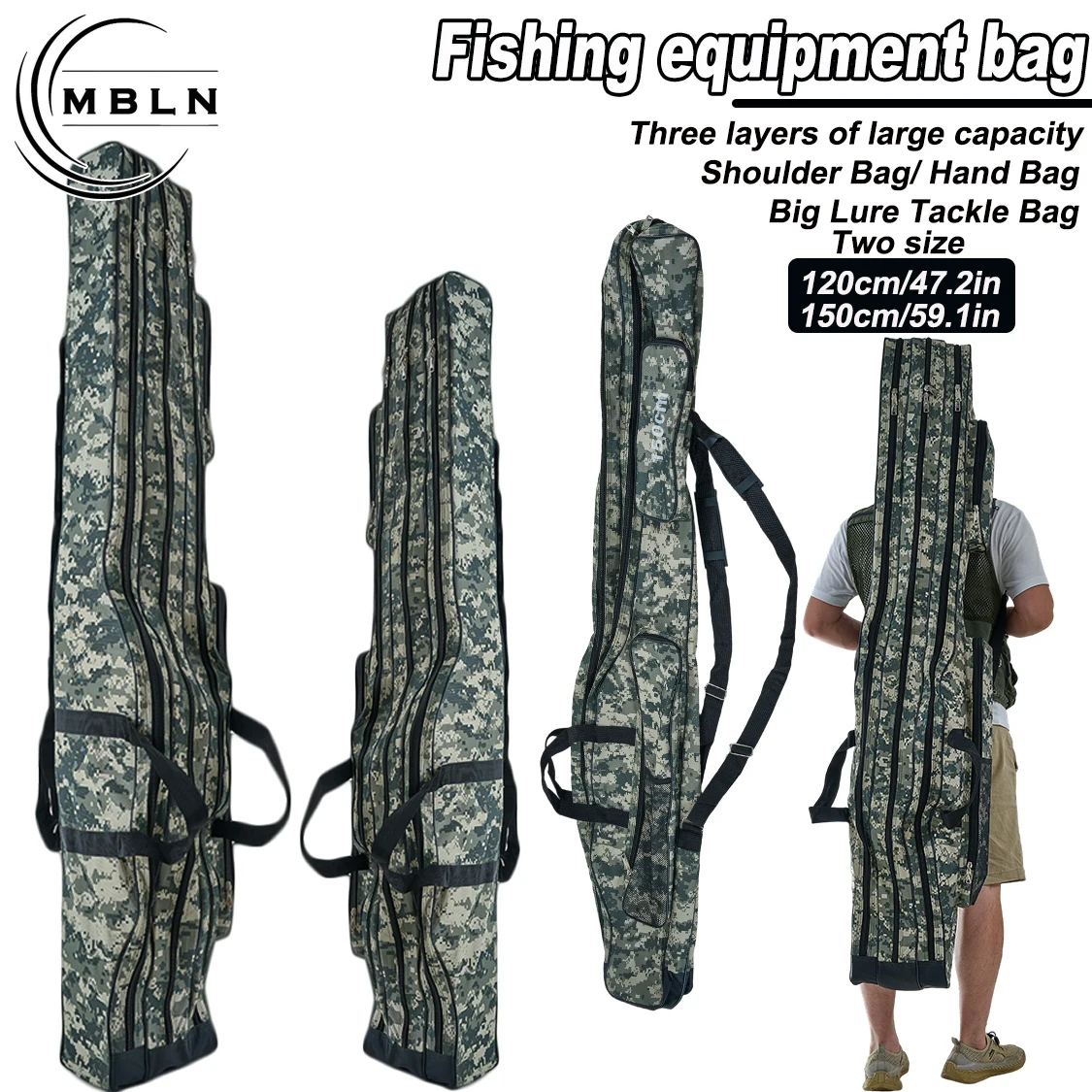 Bolsa plegable camuflaje urbano para caña de pescar - imagen 5