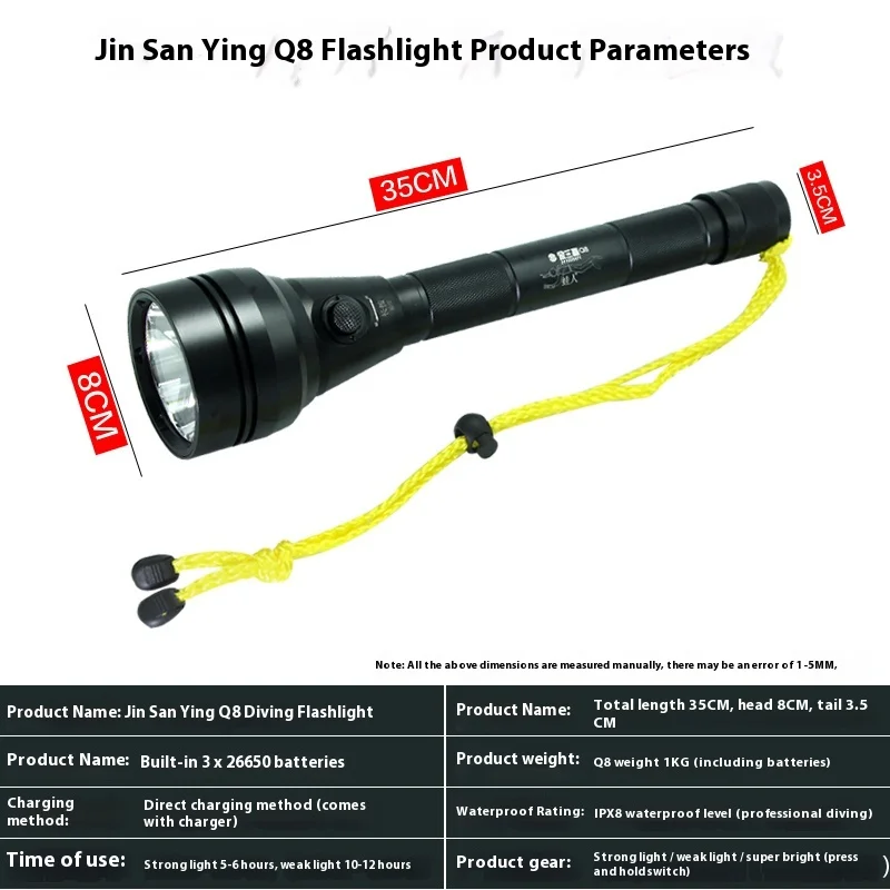 Linterna de buceo LED de largo alcance, impermeable y potente