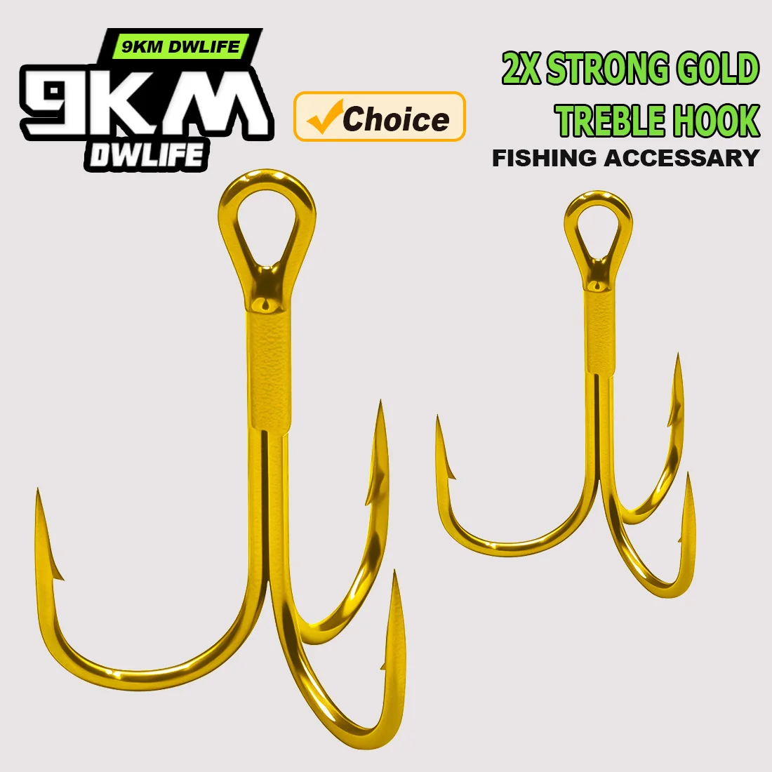 Anzuelo triple dorado 2X fuerte para señuelos duros – Curva redonda