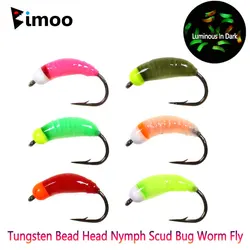 Bimoo Cabeza de tungsteno luminosa para ninfa Scud y mosca Caddis
