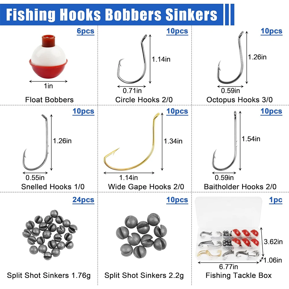 Kit de pesca para principiantes con plomos, flotadores y anzuelos - imagen 2