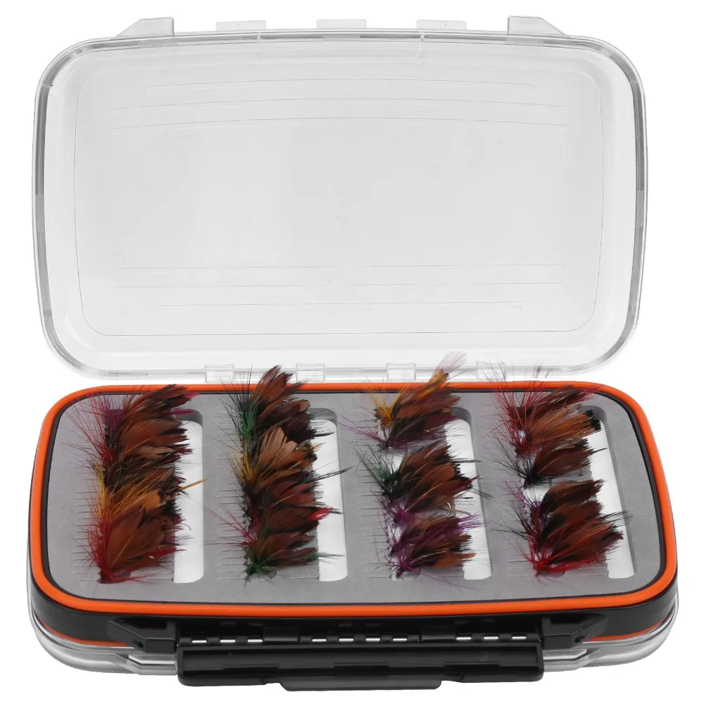 Caja almacenamiento señuelos de pesca mosca doble cara impermeable PP