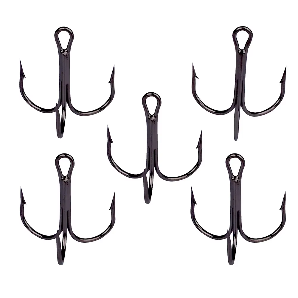 Anzuelo triple volteado negro de acero al carbono para señuelos - imagen 4