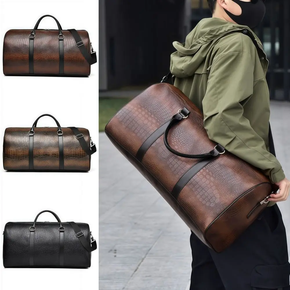 Bolsa de viaje de lona retro con textura cocodrilo y gran capacidad - imagen 2