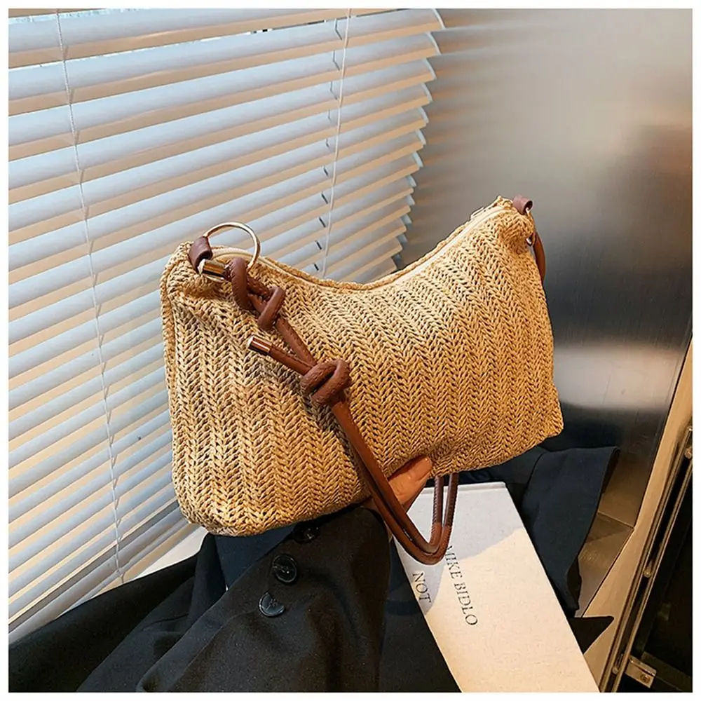 Bolso de paja trenzada artesanal gran capacidad – bandolera boho - imagen 4