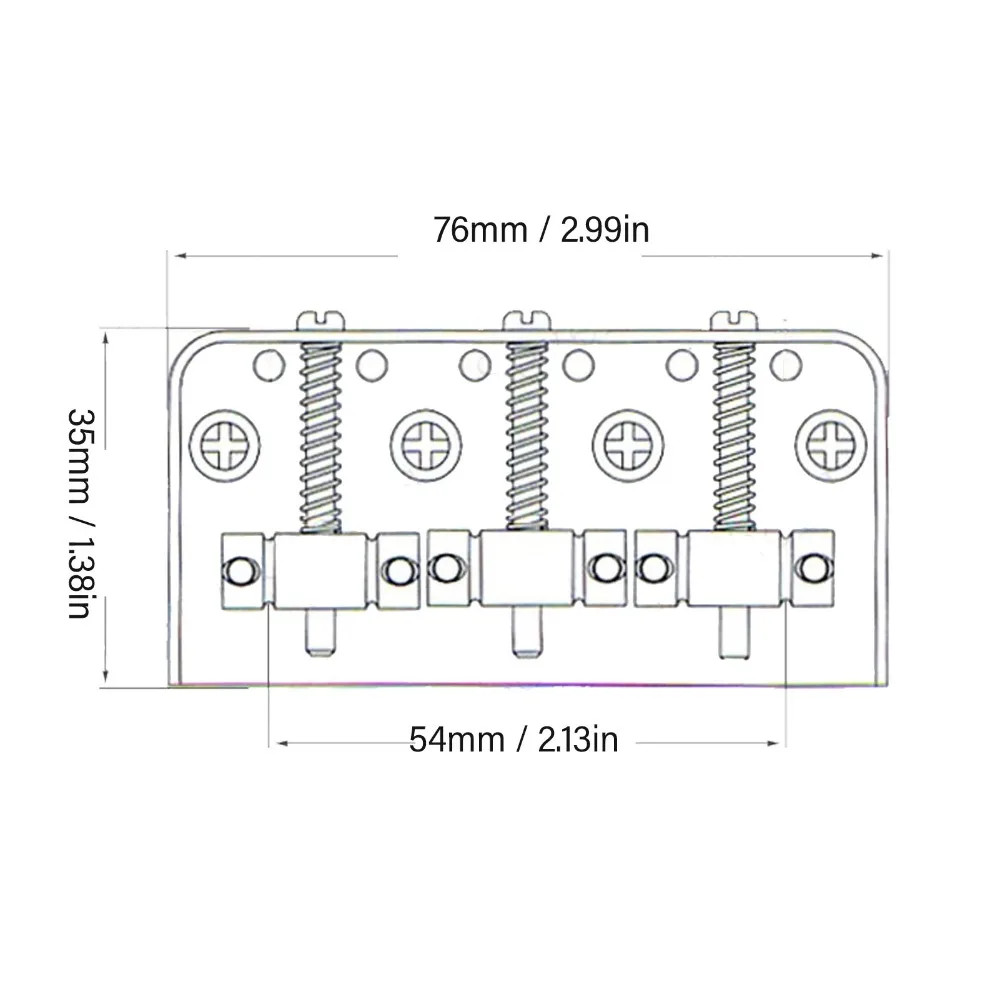 Puente de guitarra eléctrica plateado con 3 selletas