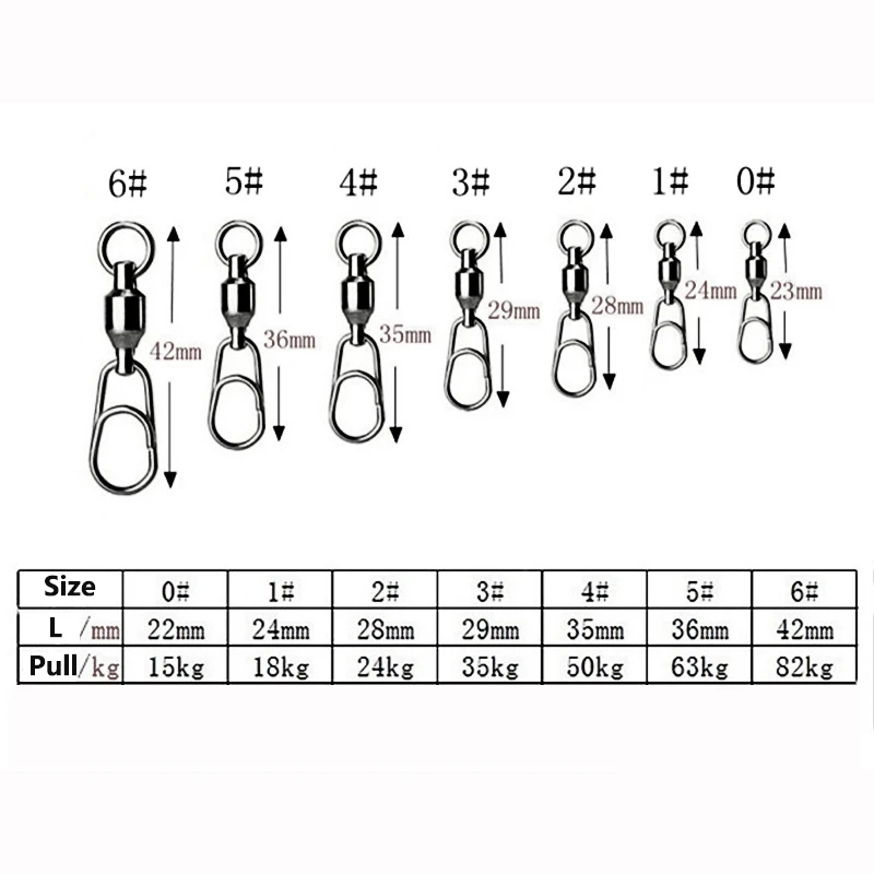 Kit de 100 giratorios de pesca TENFENG con rodamiento de bolas