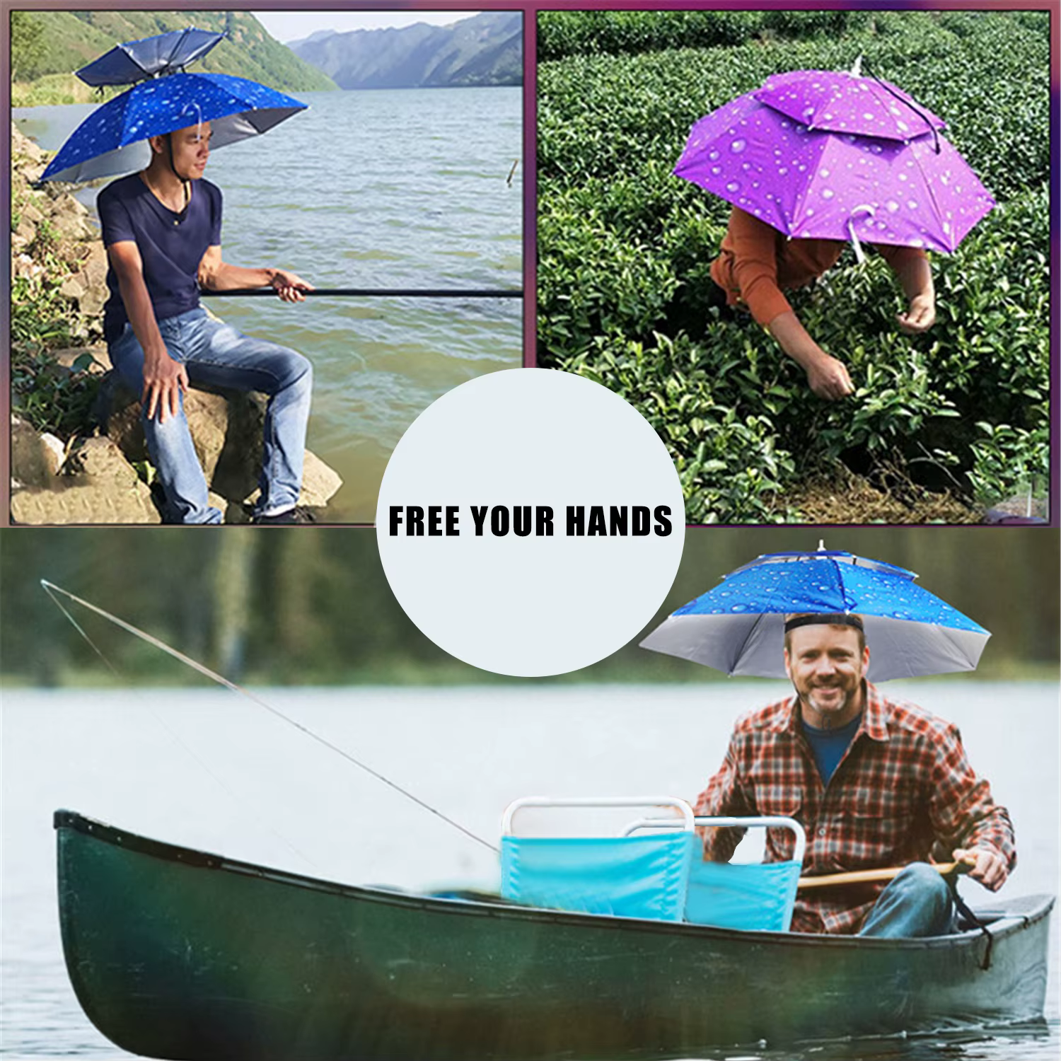 Sombrero de pesca plegable con parasol y protección UV de doble capa - imagen 3