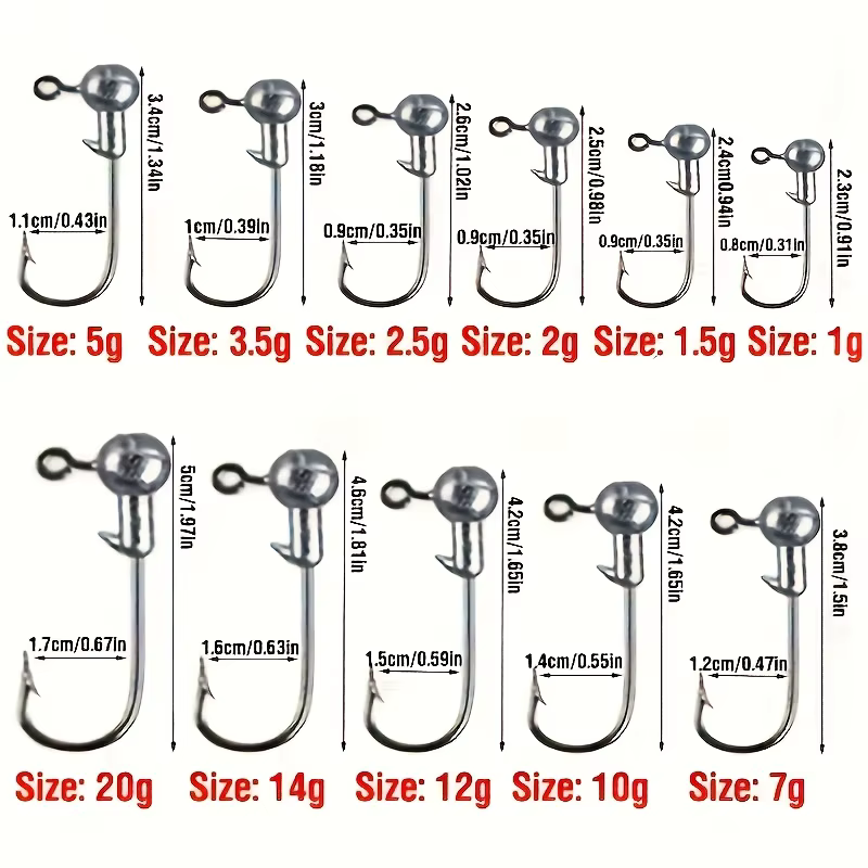 Anzuelos Jig Head Redondos Acero Alto Carbono – Para Vinilo y Swimbait