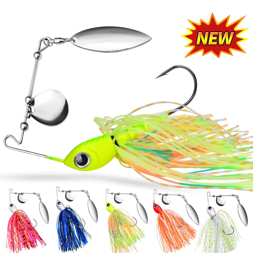 Spinnerbait Anti-enganches con Falda y Lentejuelas – Tipo Road Runner - imagen 2