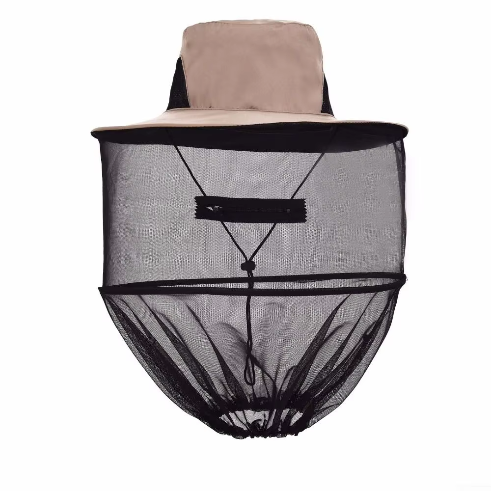 Sombrero de pesca plegable anti mosquito con protección solar