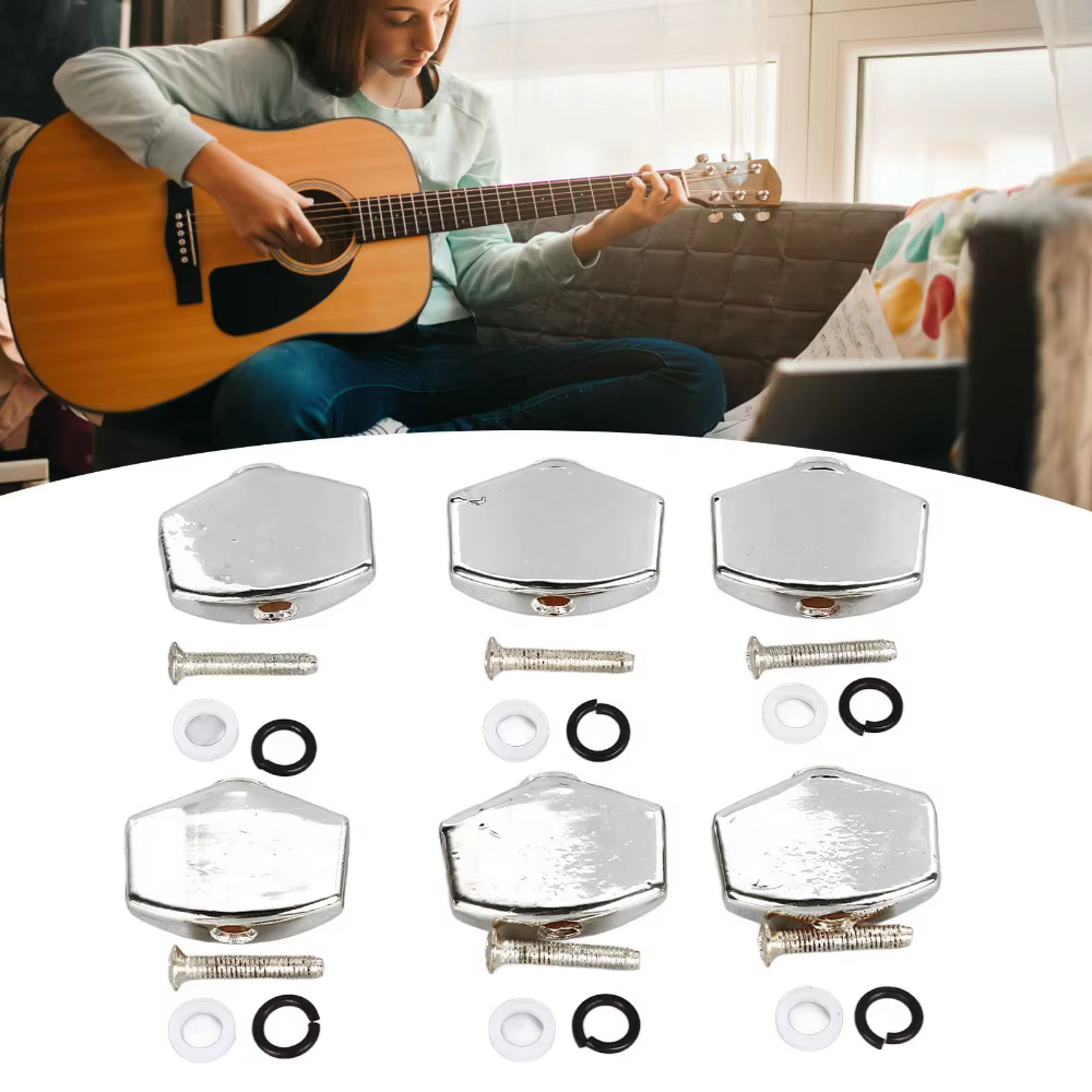 Clavijas universales plateadas para guitarra acústica - imagen 2