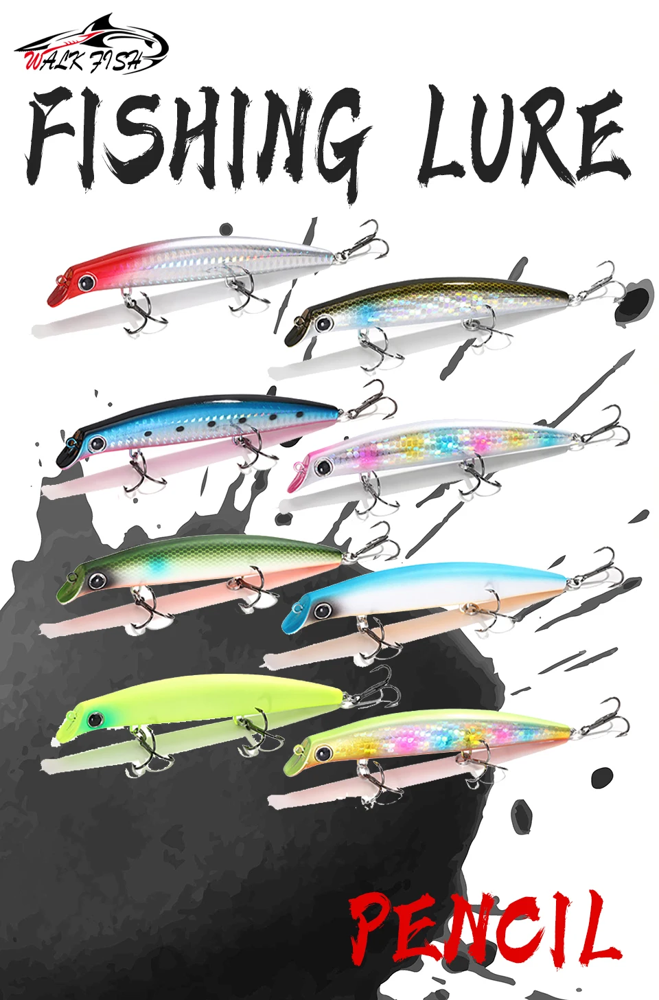 Señuelo de pesca WALK FISH pencil popper vista lateral