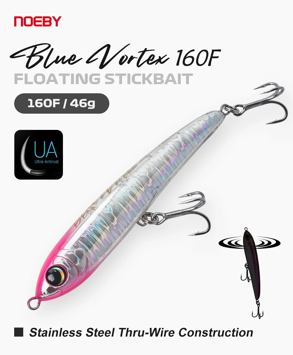 Señuelo flotante Noeby Blue Vortex 160mm vista lateral