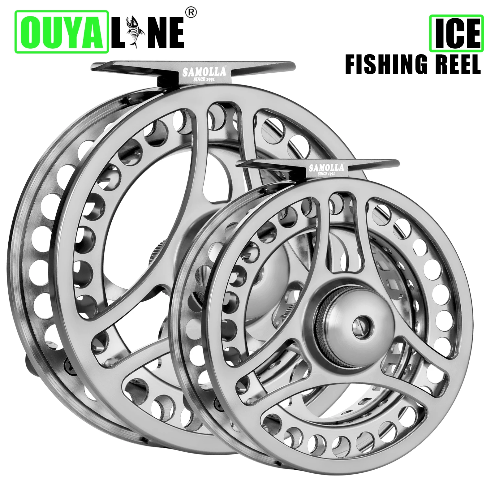 OUYALINE Rueda de pesca en hielo aluminio CNC duradera para mosca - imagen 4