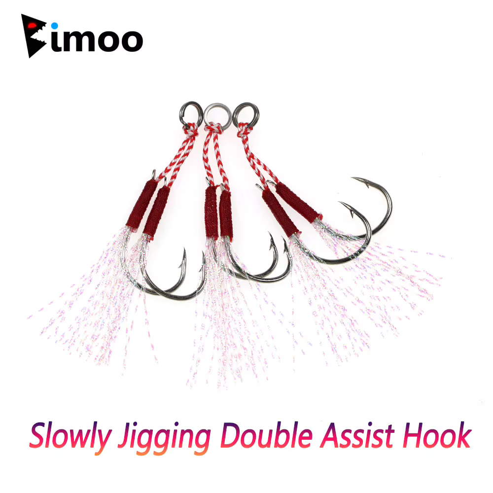 Bimoo Anzuelos de asistencia para jigging en mar - acero al carbono