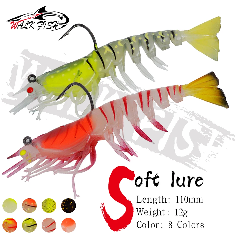 WALK FISH Señuelo vinilo camarón con cebo luminoso para lubina - imagen 2