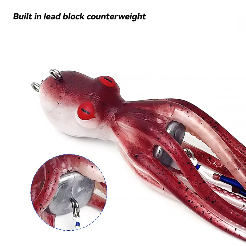 Cebo de pulpo Bazooka para jigging barco – Cola larga UV fosforescente - imagen 4