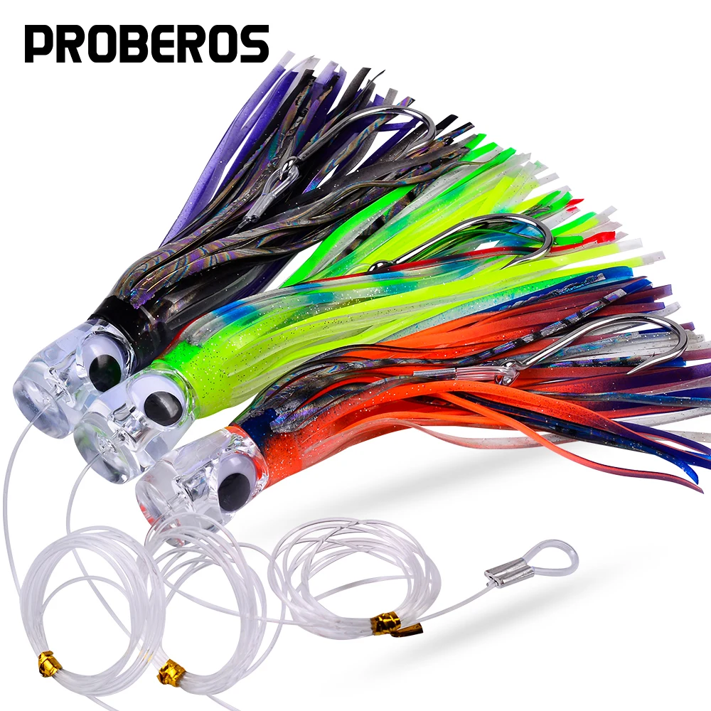 PROBEROS señuelo de calamar biónico con ojos 3D y cabezas de metal - imagen 4