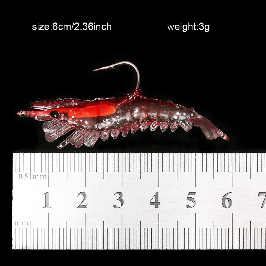 Señuelo camarón vinilo realista anzuelos afilados agua salada dulce - imagen 4