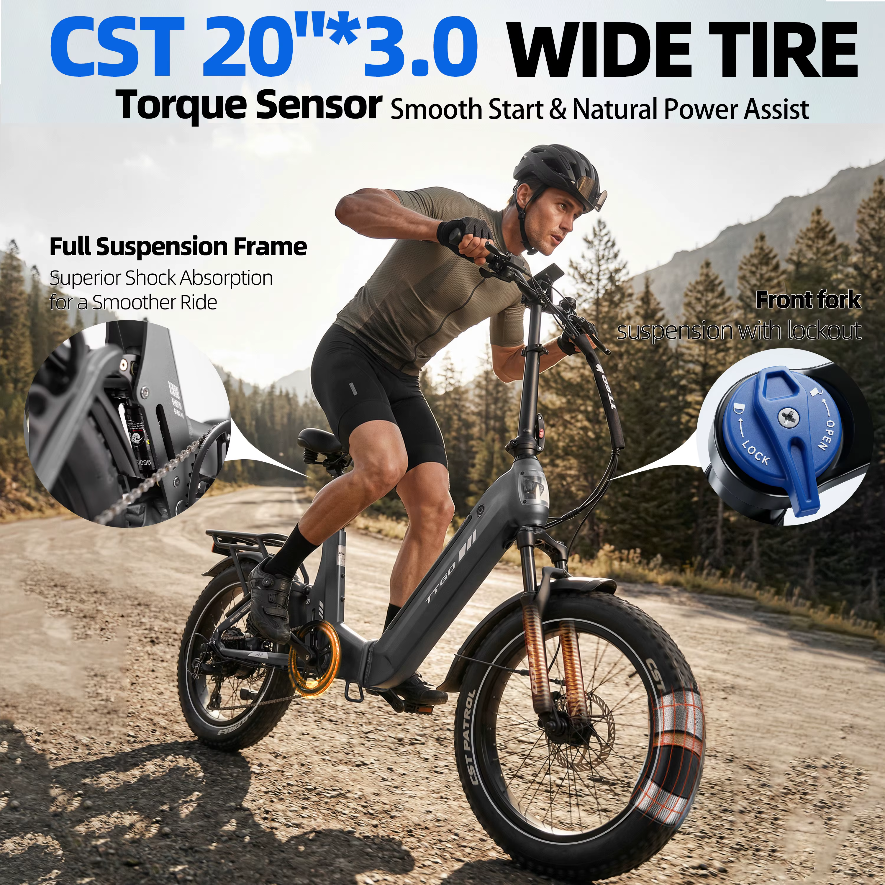 TTGO F7 Bicicleta Eléctrica Plegable 20" con Motor 70Nm y frenos hidráulicos - imagen 4