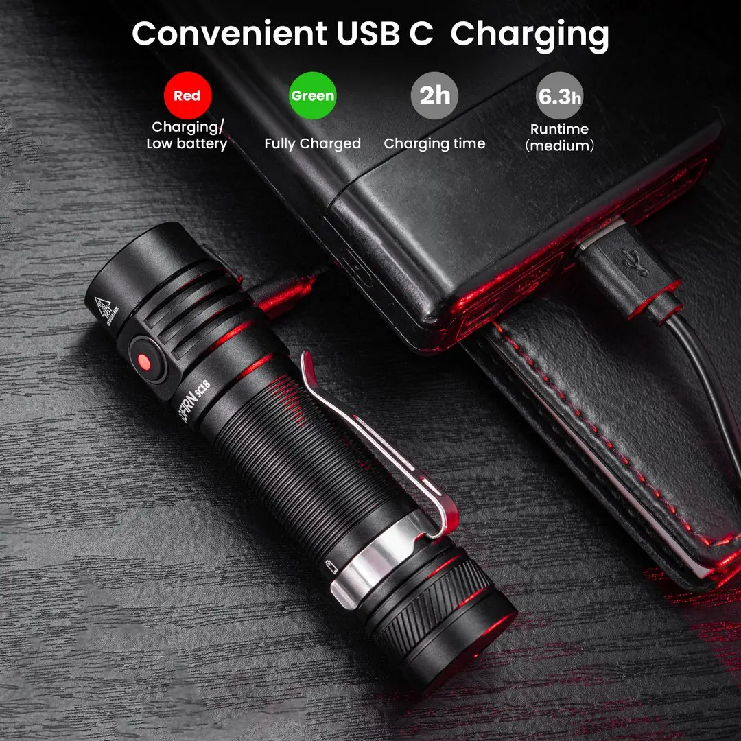Sofirn SC18 - Linterna EDC 1800lm para pesca, USB-C con óptica TIR - imagen 4