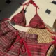Bikini a rayas vintage mujer con tejido premium y estilo playero