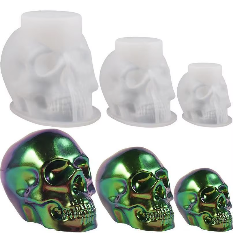 Molde silicona calavera cicatriz Halloween para llaveros resina y velas - imagen 4