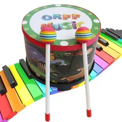 Tambor de piso de madera infantil con dibujos animados y baquetas