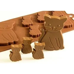 Molde silicona 3D gatito para fondant y galletas