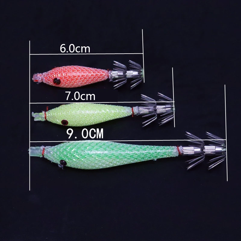 Señuelos fluorescentes de calamar con anzuelo Spinnerbait pesca marina
