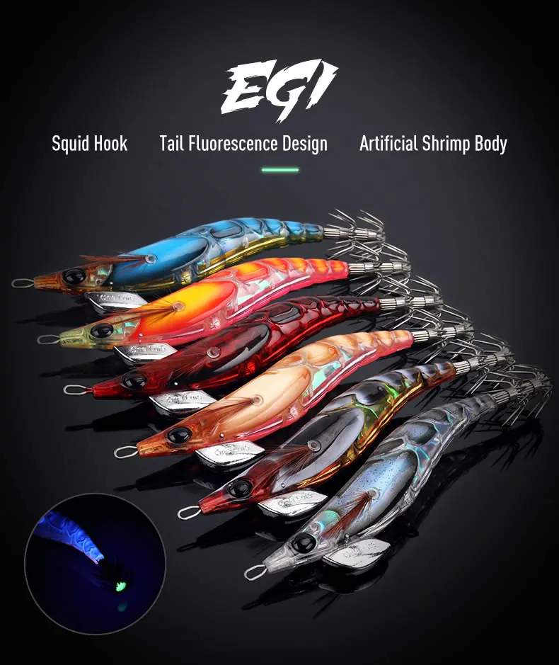 Señuelo artificial Kingdom Squid Bait diseño biónico de camarón