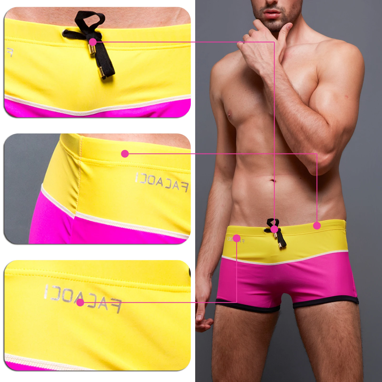 Vista del pantalón corto de baño