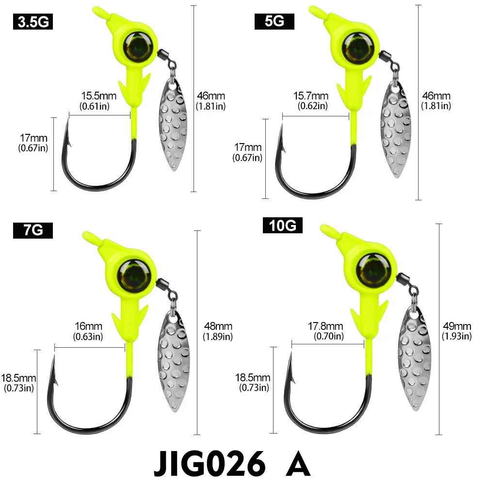 Jig Head con lentejuelas giratorias – Anzuelo para pesca con vinilo - imagen 2