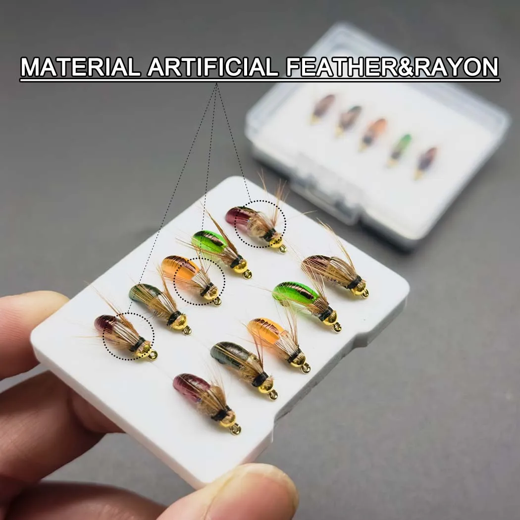 Cebo ninfa con pluma y rayón para lubina y trucha - imagen 4