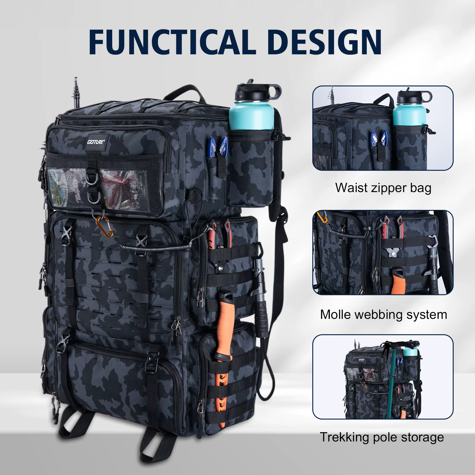 Mochila de pesca Goture 72L bolsa térmica seco/húmedo - imagen 5