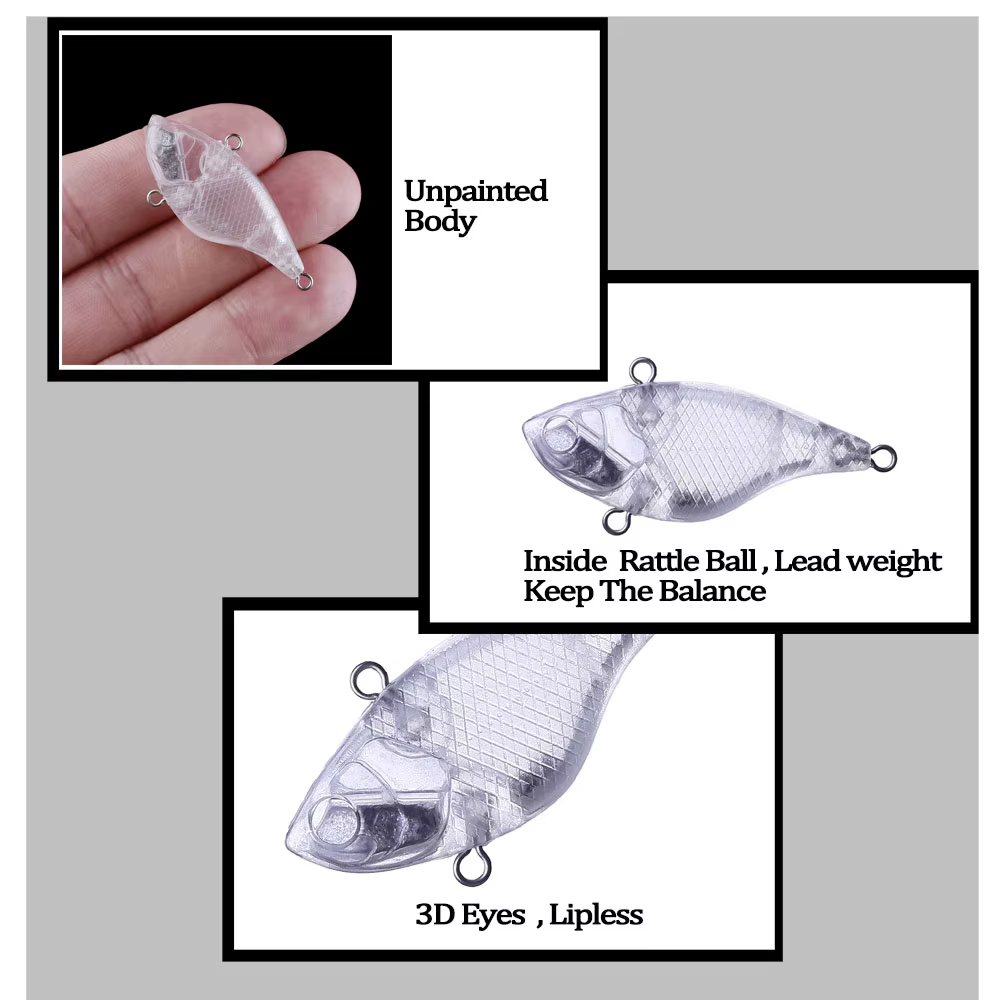 Chan'sHuang Lipless Crankbait sin pintar 40mm 4g señuelo pesca - imagen 2