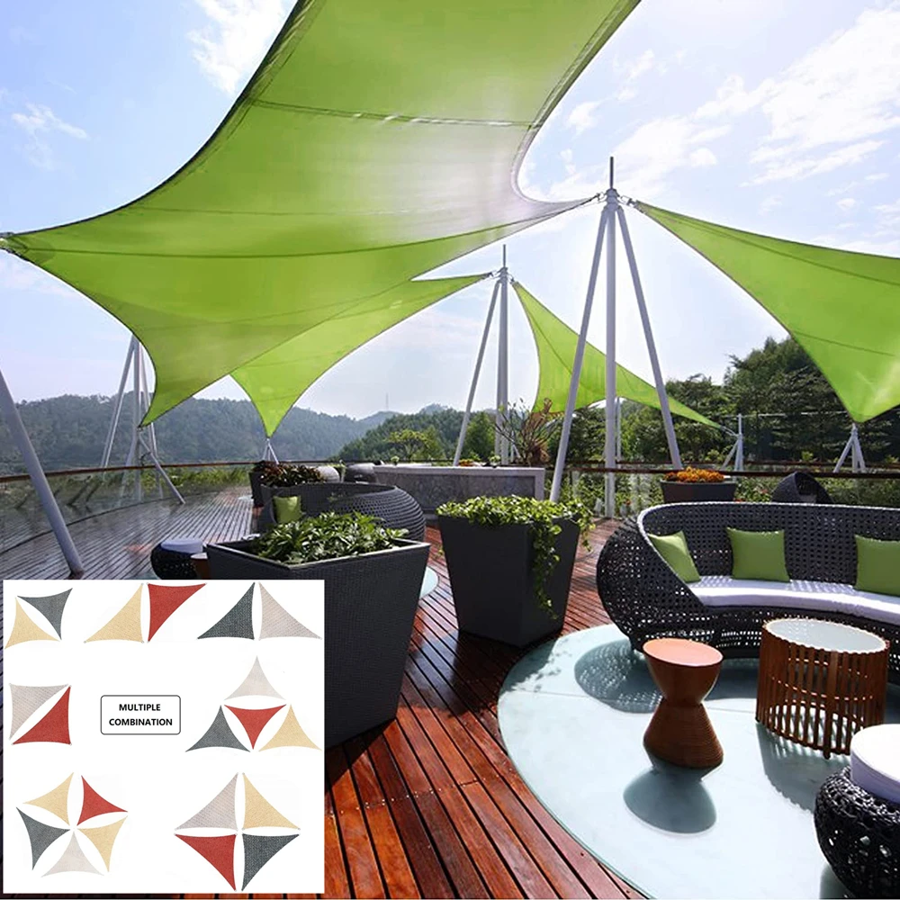 Vela de sombra en terraza con múltiples colores