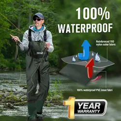 Goture Botas de pesca impermeables con cinturón y bolsa seca