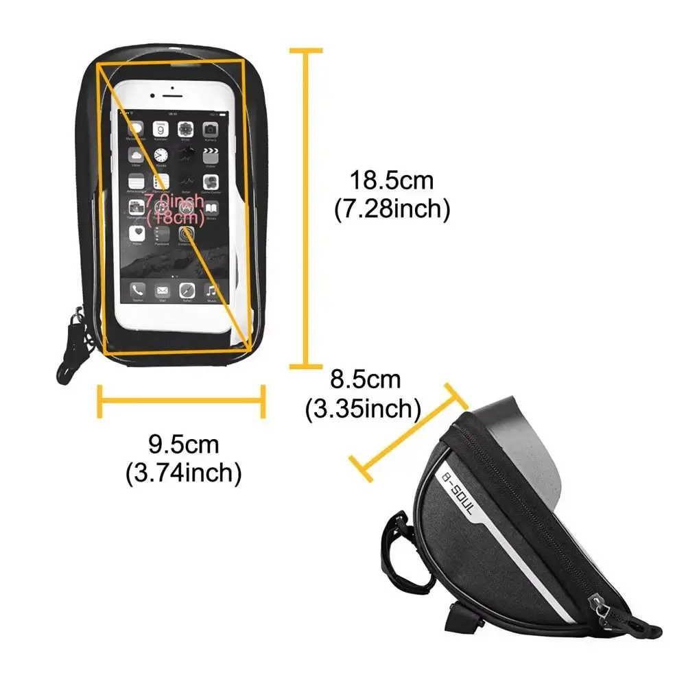 Bolsa para manillar con pantalla táctil frontal