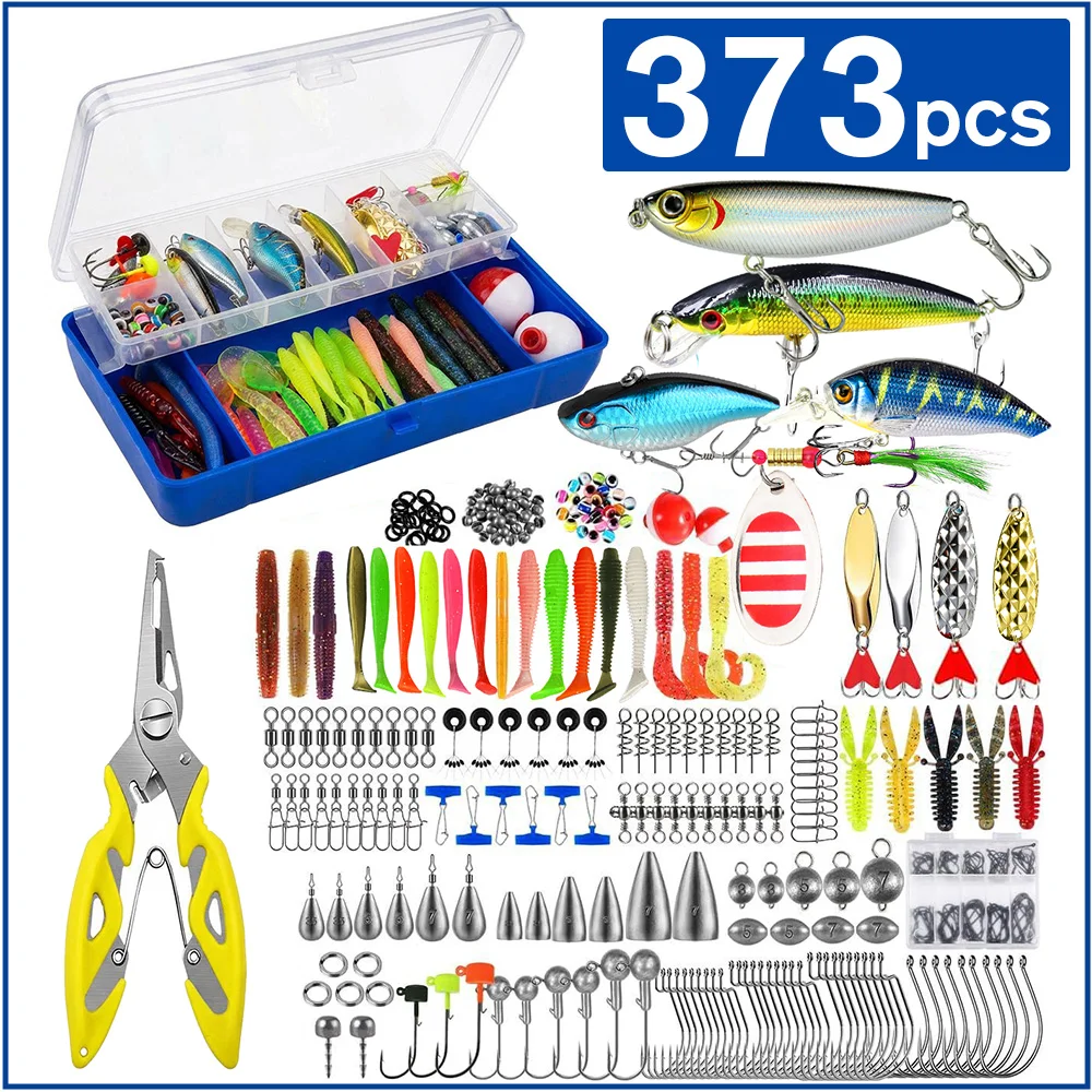 Kit de pesca Thorsnline 373 piezas con caja aparejos y señuelos crankbait