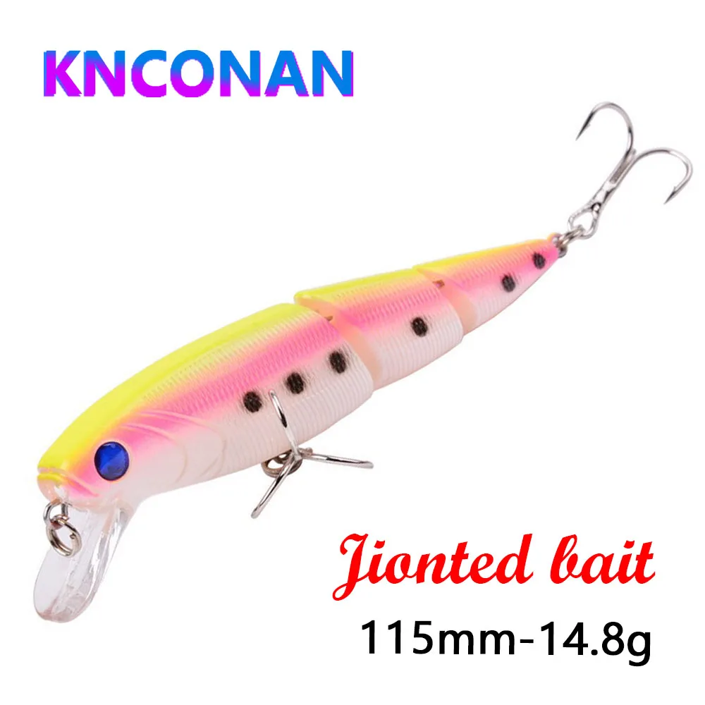 Crankbait de lubina duro seccionado con ojos 3D y pececillo - imagen 2